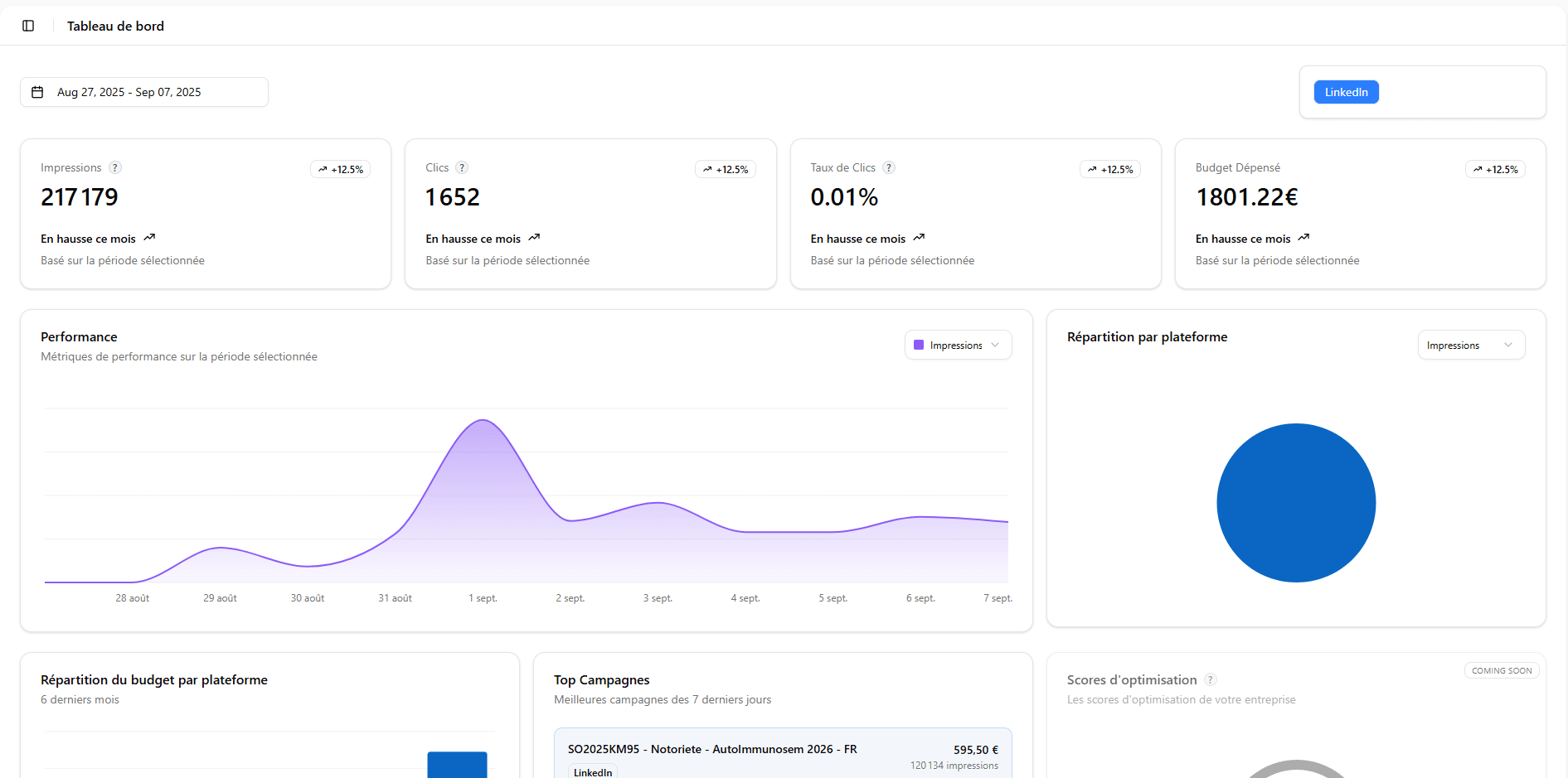 CentrAds Dashboard - Overview of advertising campaigns